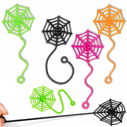 8/12/24Pcs Spider Party Favor Colorful Sticky Hands Spider Web Classroom Prizes Halloween Party Favor Spider Theme Birthday G