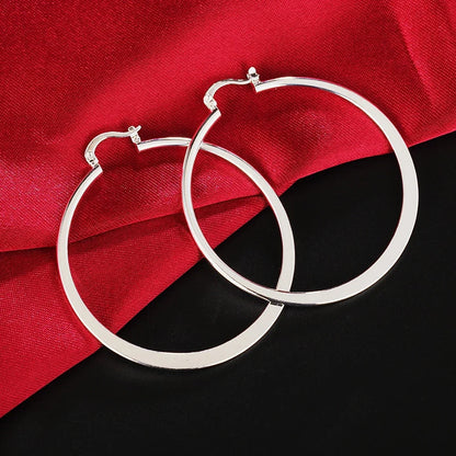 925 Sterling Silver Earrings Simple Round Circle Hoop Earrings For Woman Fashion Wedding Engagement Charm Jewelry