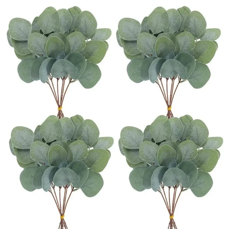 5/10/20Pcs Of Eucalyptus Leaf Stems Green Artificial Plants For Living Room Decoration Bride Wedding Vases Flowers Bouquet De