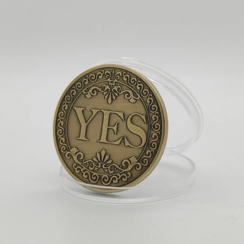 1PC Bronze Yes or No Commemorative Coin Souvenir Non-currency Coins Game Prop Challenge Coins Collection Decoration Crafts - 