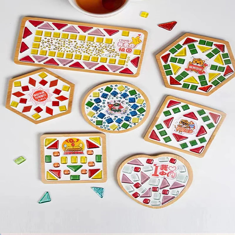 Mosaic Tiles for Crafts Blue Shine Assorted Color 50pcs Glass Glitter Mosaic Supplies Pieces Bulk Square Shape Home Decoratio