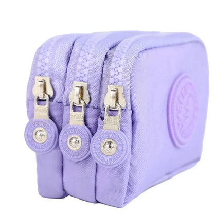 Mini Nylon Coin Purse Key Bag Women Wallets Zipper Waterproof Portable Three Layer Card Holder Female Girl Handbag Headphone 