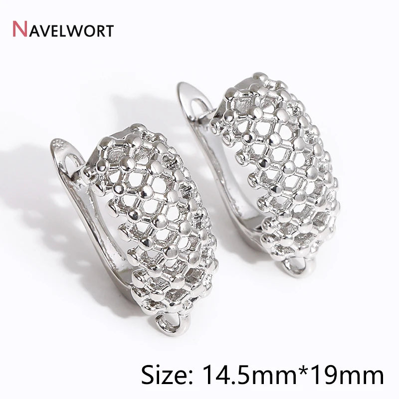 18K Gold Plated Brass Metal Earwires Basic Fasteners,Earring Fixtures,Inlaid Zircon Earring Hooks,Earring Making Supplies - R