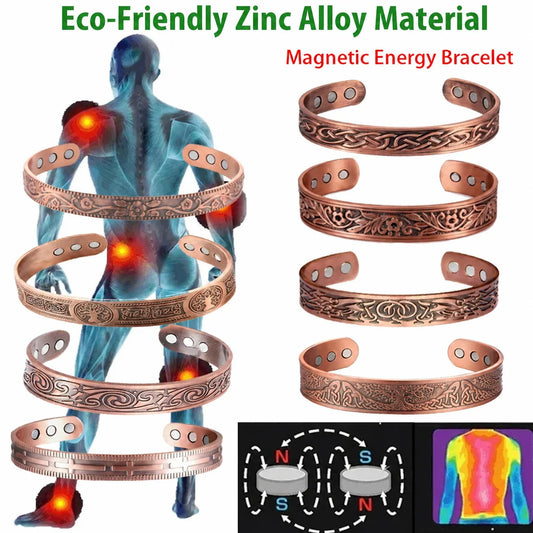 Vintage European and American style magnetic energy wristband bracelet, antique copper magnetic trendy accessory