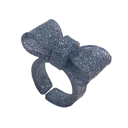 Resin Rings Dumpy Acrylic Rings Bowknot Rings Aesthetic Trendy Colorful Open Rings Statement Jewelry Bow Rings for Women - gl