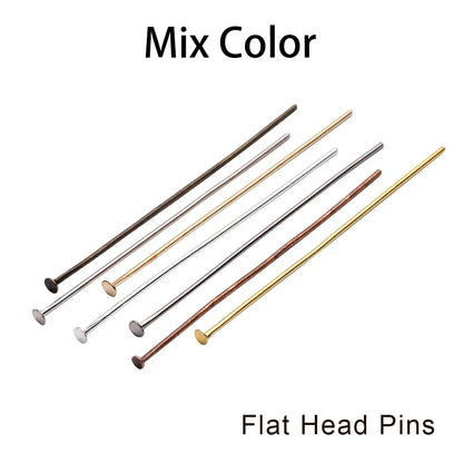 100-200Pcs/Lot 10-70mm Heads Eye Flat Head Pin Gold Plated Ball Head Pins for Jewelry Findings Making Accessories Supplies