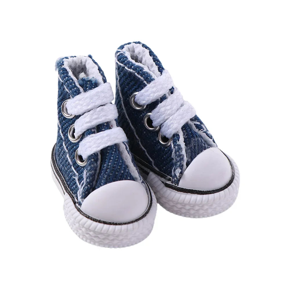 Dolls Accessories 3.5CM Sneakers Shoes Mini Shoes For Children Blyth Shoes Canvas Shoes Shoes - Denim A
