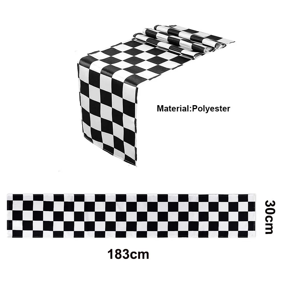 Checkered Race Car Party Black White Checkered Flag Tablecloth Road Tablecloth Racetrack TableCover Racing Birthday Party Dec