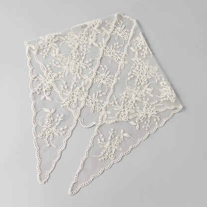 Elegant Lace Scarf Hollow Out Embroidery Foulard Bandana Solid Color Triangular Scarf Thin Vintage HandkerChiefs for Hair Wom