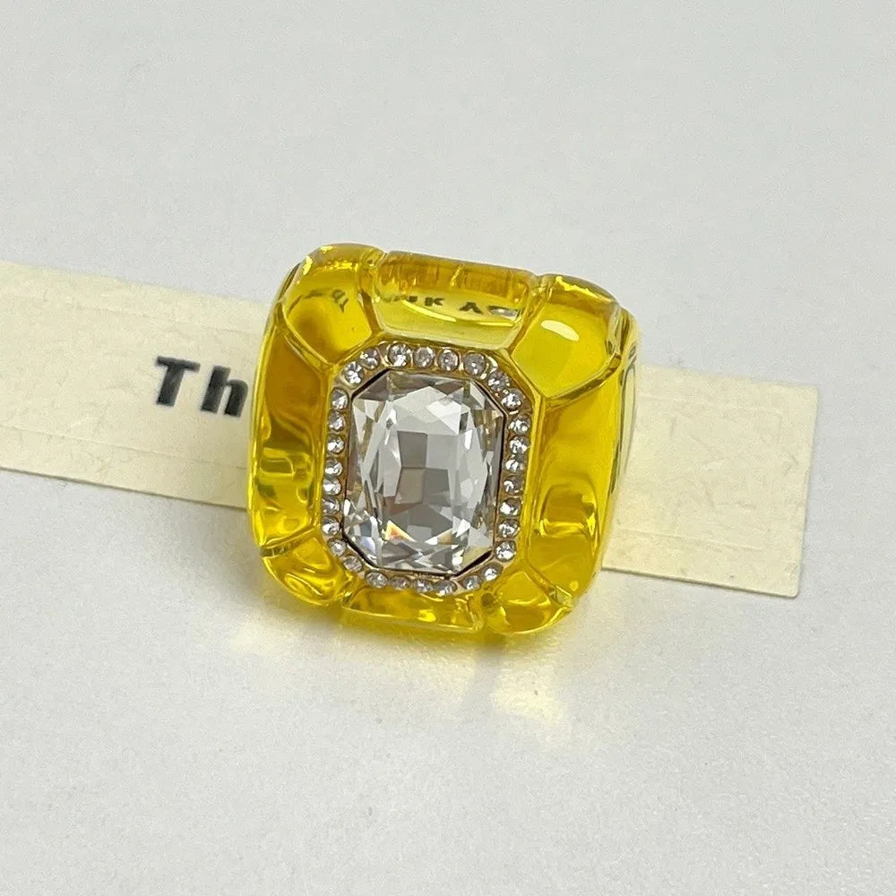 New Colorful Rhinestones Ring Geometric Three-dimensional Finger Ring Elegant Jewelry Square Ring Women - 10