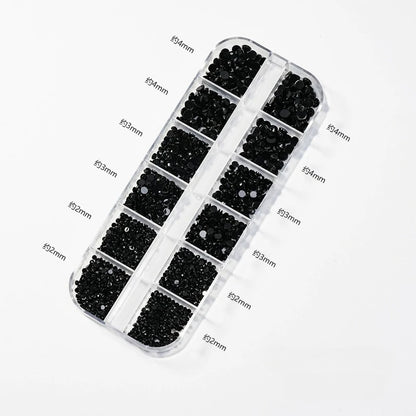 12 Grids Mixed Size Acrylic Flatback Rhinestones, 2/3/4mm Shiny Crystal Look Gems DIY Manicure Decor Charms