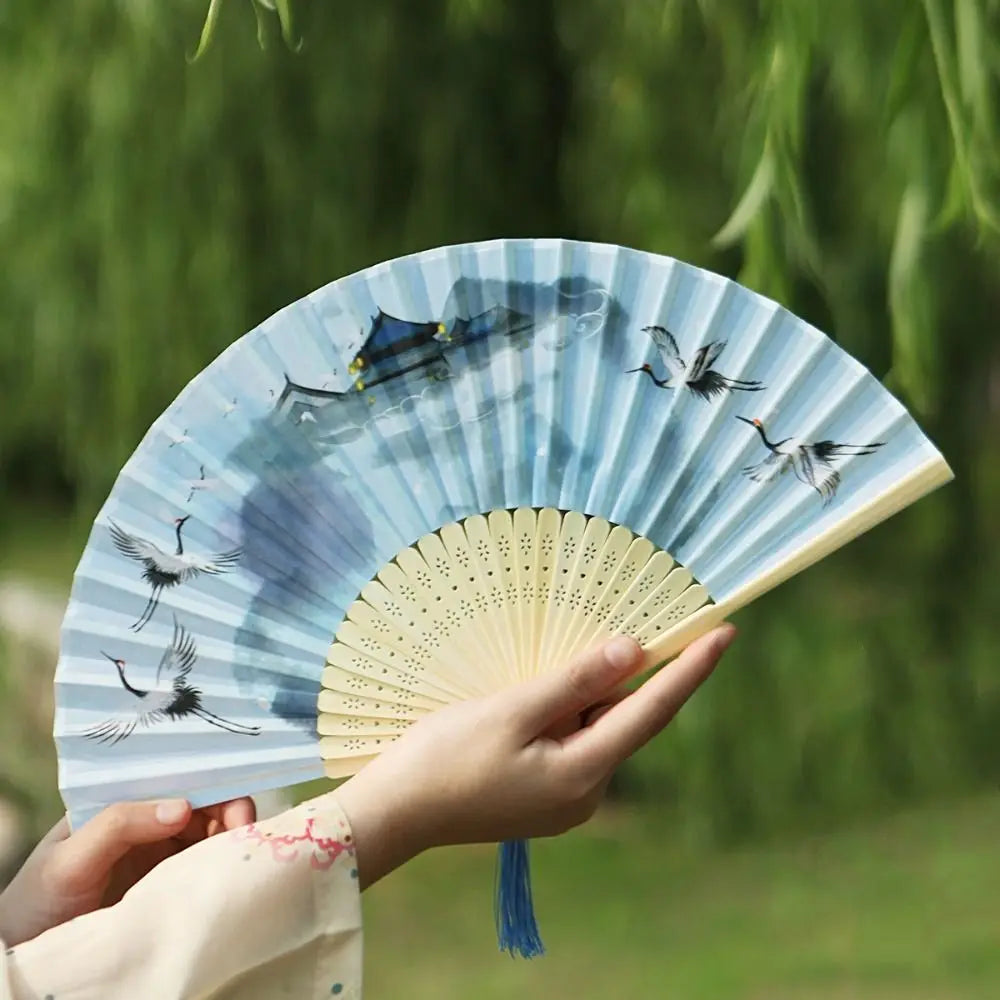 Retro Flower Pattern Home Decoration Elegent Bamboo Folding Fan Chinese Style Painting Handheld Fan Dance Performance Props -