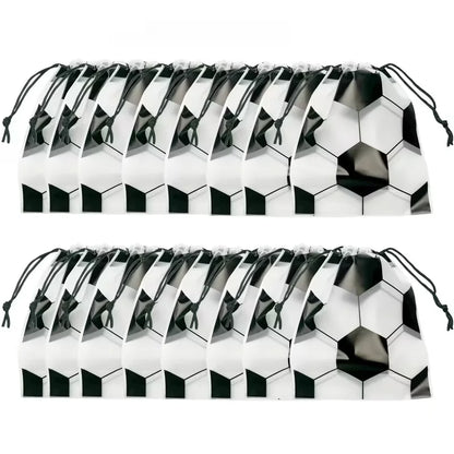 20Pcs Soccer Party Drawstring Bag Football Sport Theme Birthday Favors Treat Bag Gift for guests Team Celebration Decor Suppl