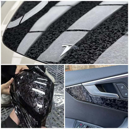 Glossy Black Forged Carbon Fiber Vinyl Car Wrap Ghost Camo Self Adhesive DIY Styling Interior Stickers For Motorcycle Wrappin