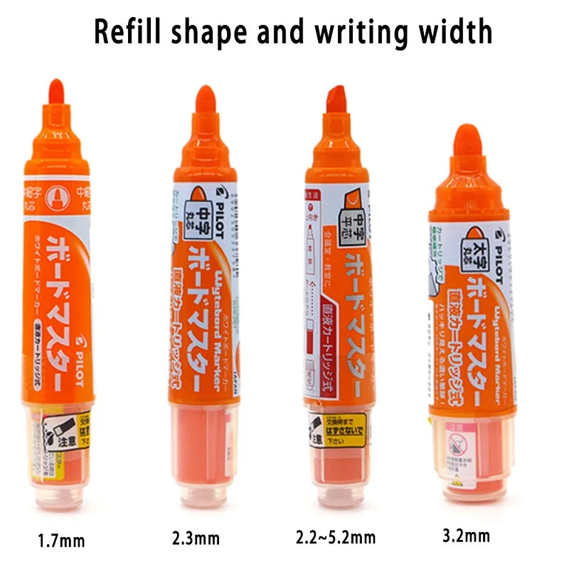 Pilot Whiteboard Pen Stationery Erasable Replaceable ink Refillable Markers 0.7/2.2-5.2/2.3/3.0-6.2/ 3.2/5.0-12mm Durable Tip