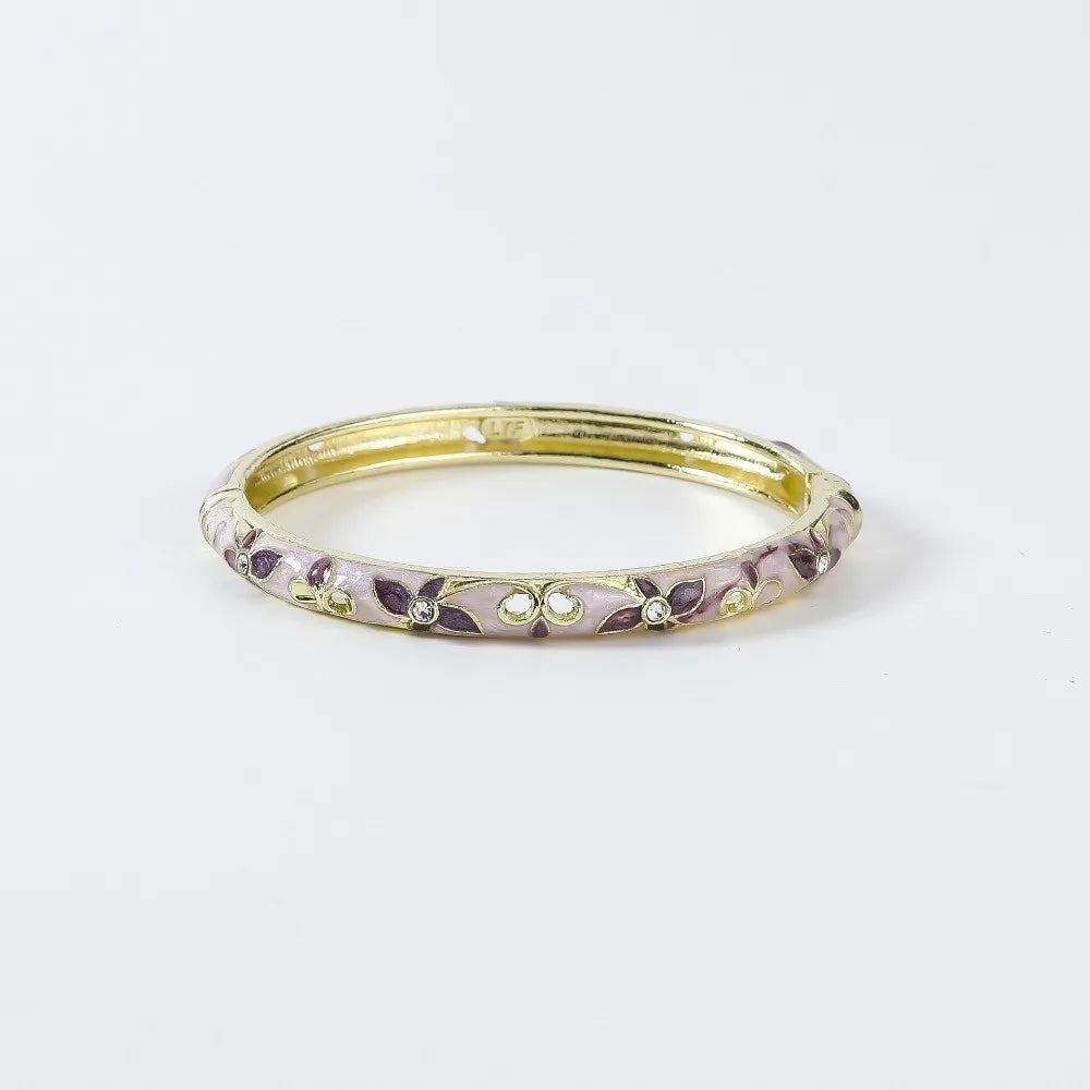 Enamel Vintage Cloisonne Bangle Floral Chinese Chinese Flower Bangle Vintage Ethnic Women's Hand Bracelet Gifts for Women Gir