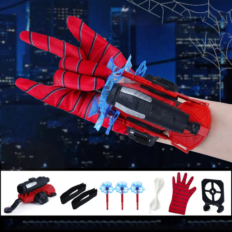 Superhero Launcher with Silk Glove Spiders Web Wrist Set Shooters Toy Anime Figures Cosplay Props for Children Kids Toys Gift