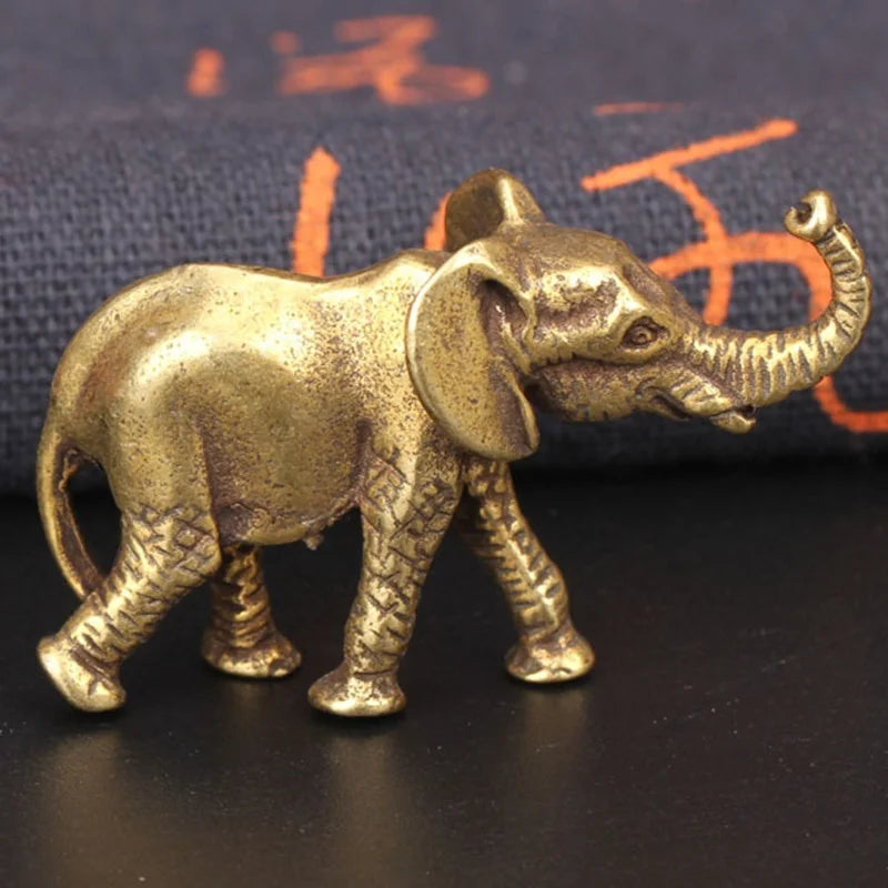 Antique Bronze Minature Elephant Figurines Tea Pet Table Ornament Decorations Solid Copper Animal Crafts Home Decor Living Ro