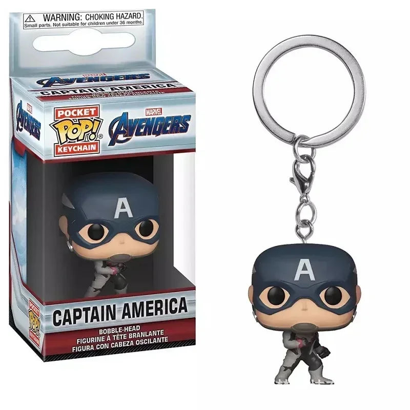 FUNKO Captain America Inro Man Deadpool Spider Man Thanos Thor Keychain Toys Vinyl Doll Collectible Toy Figures Best Kid Gift