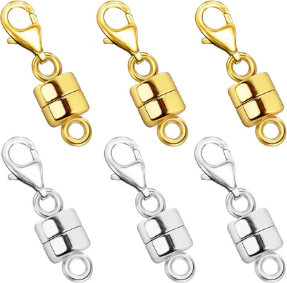 Magnetic Necklace Clasps and Closures with Lobster Clasp 14K Gold and Silver Plated Magnet Jewelry Clasps Converters