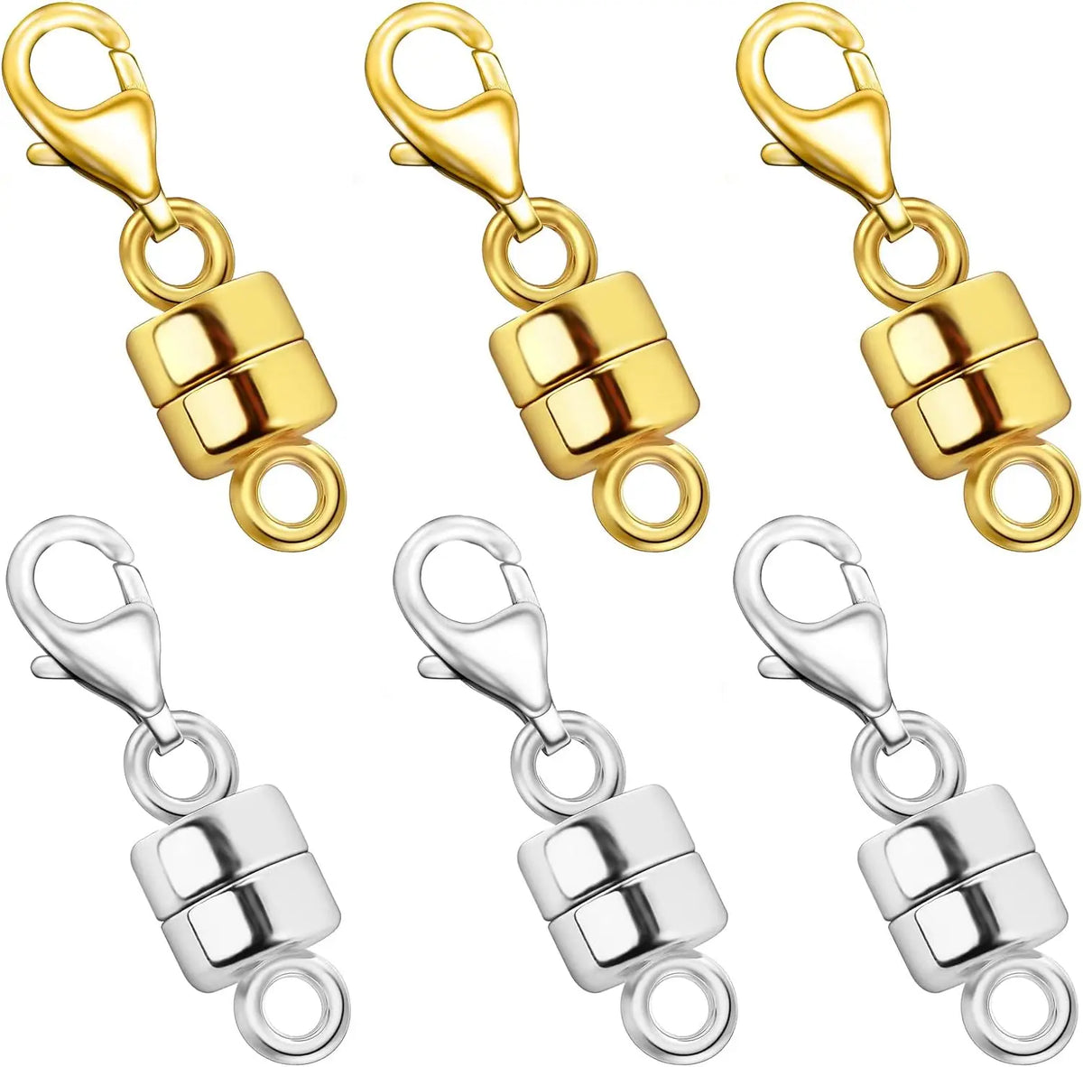 Magnetic Necklace Clasps and Closures with Lobster Clasp 14K Gold and Silver Plated Magnet Jewelry Clasps Converters - 6Pcs 3