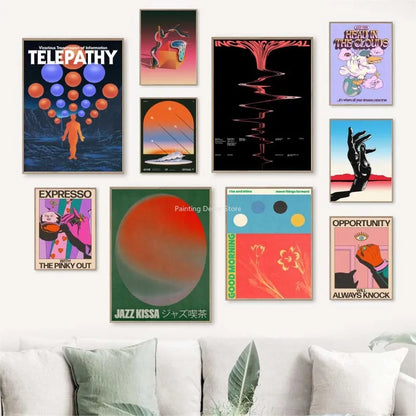 Mid Century Vintage Classic Colorful Posters Abstract Canvas Print Wall Art Canvas Painting for Living Room Home Decor TW10