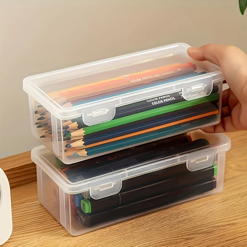 1/4pcs Large Clear Plastic Storage Boxes with Hinged Lids Ideal for Jewellery Ornaments Home Supplies and Office Organization