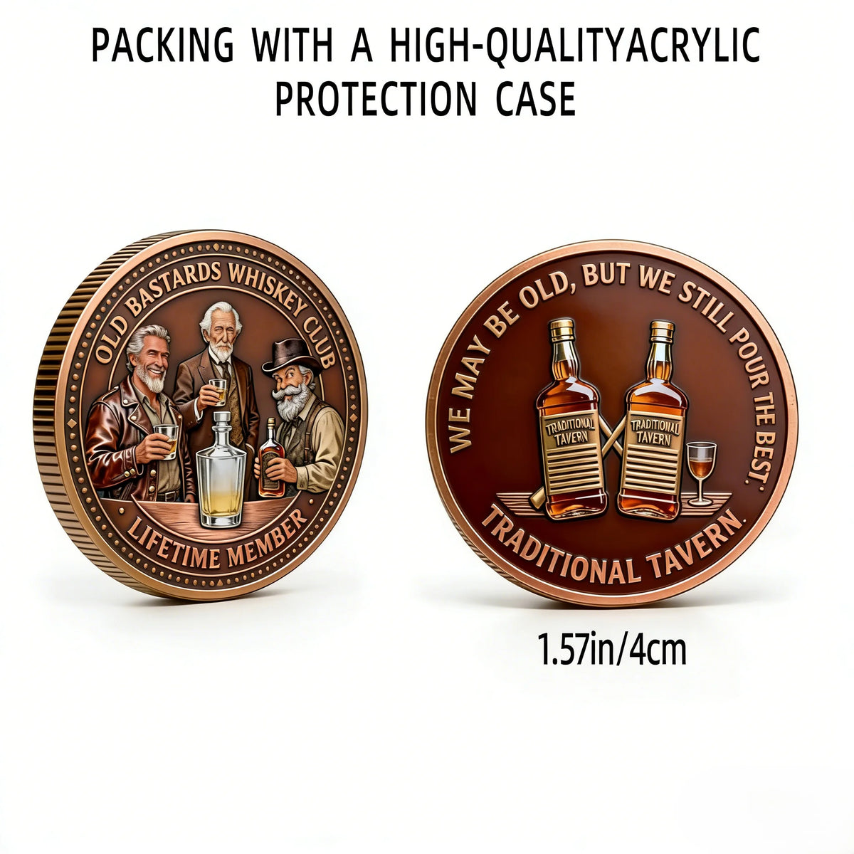 Old Bastards Whiskey Club Golden Plated 3D Carved Collectible Coin Unique Gift Item