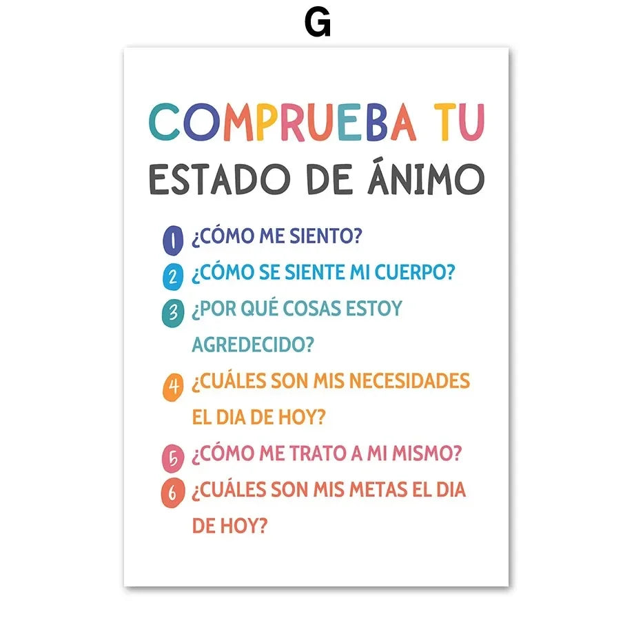 Modern Spanish Calm Corner Canvas Prints Aesthetic Inspirational Education Classroom Wall Art Poster for Home & School Decor 