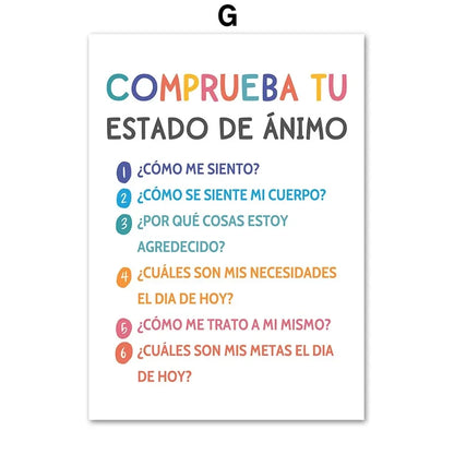 Modern Spanish Calm Corner Canvas Prints Aesthetic Inspirational Education Classroom Wall Art Poster for Home & School Decor 