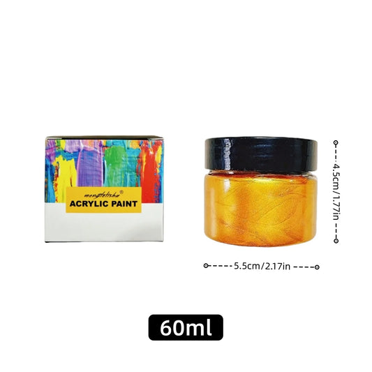 60ml Golden Paint Metallic Acrylic Paint,waterproof Not Faded for Statuary Coloring DIY Hand Clothes Painted Graffiti Pigment