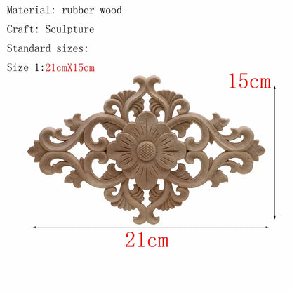 1Pc Unique Natural Floral Wood Carved Wooden Figurines Crafts Corner Appliques Frame Wall Door Furniture Woodcarving Decorati