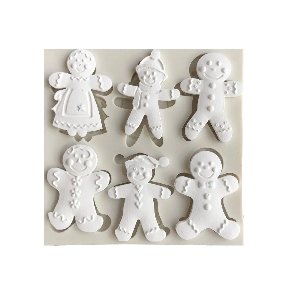 Christmas Silicone Mold 6 Gingerbread Man Different Snowman Shape Chocolate Molds Cookie Mold