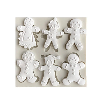 Christmas Silicone Mold 6 Gingerbread Man Different Snowman Shape Chocolate Molds Cookie Mold