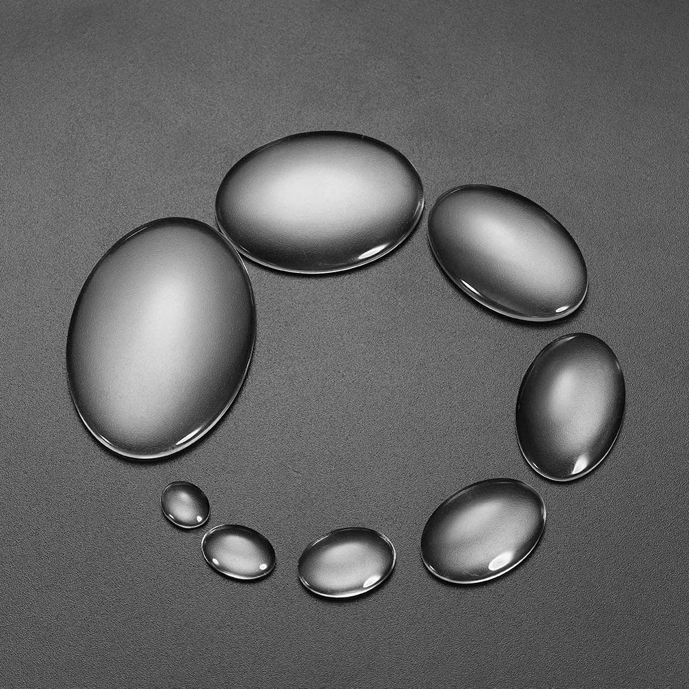 5-50pcs/lot Size 10-50mm Oval Glass Cabochon Cameo Transparent Clear Flat Back Crystal Cabochon For Jewelry Making Accessorie