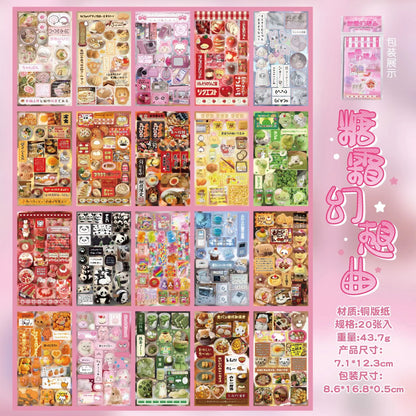20 Sheets Sweet Dream Duet Japanese Retro Sticker Book, Vintage Kawaii Aesthetic Stickers for Scrapbooking, Journal, DIY - ta