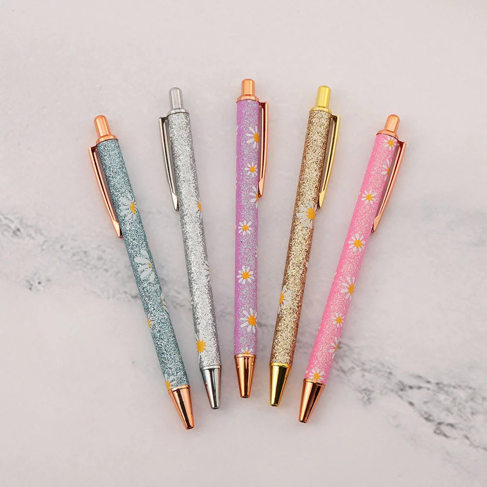 Ballpoint Pen, Metal Daisy Kawaii, 5 Pieces, For School, DIY Crafts