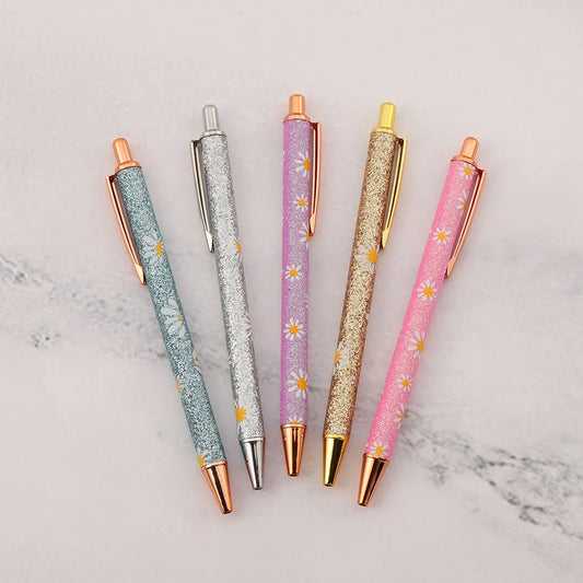 Ballpoint Pen, Metal Daisy Kawaii, 5 Pieces, For School, DIY Crafts