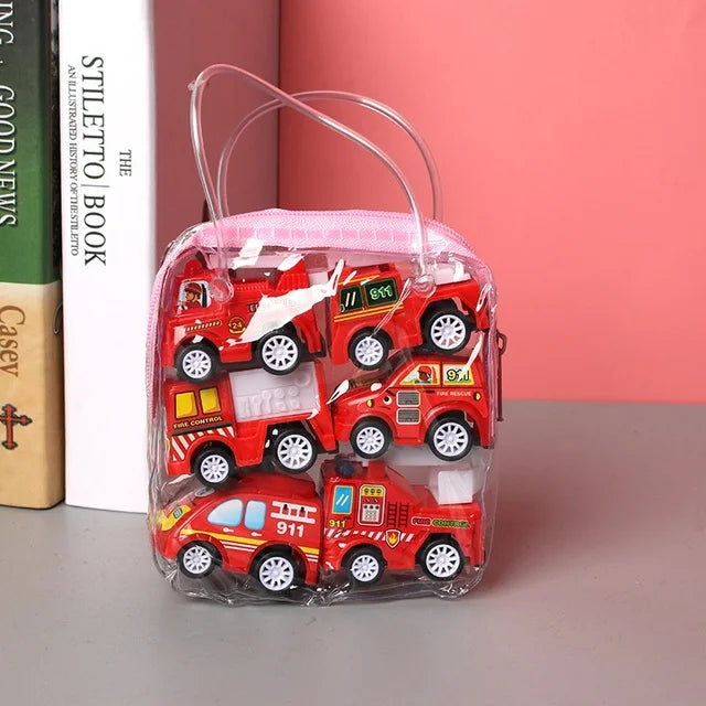 6pcs Car Model Toy Pull Back Car Toys Mobile Vehicle Fire Truck Taxi Model Kid Mini Cars Boy Toys Gift Diecasts Toy for Child