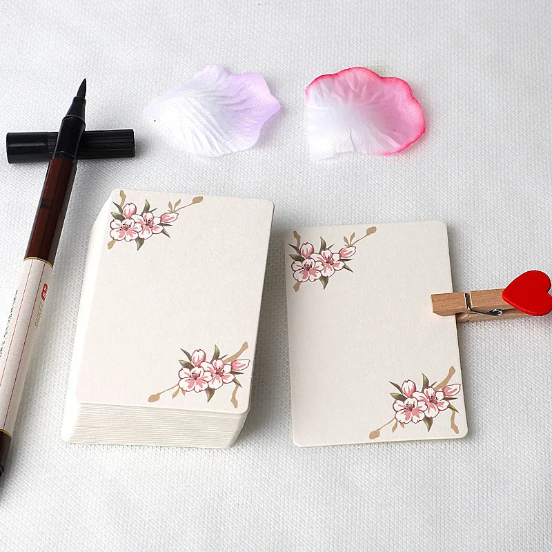 20/40Pcs Blank Greeting Cards, Chinese Style Paper, White Kraft, Small, Floral, DIY Crafts - A / 40Pcs