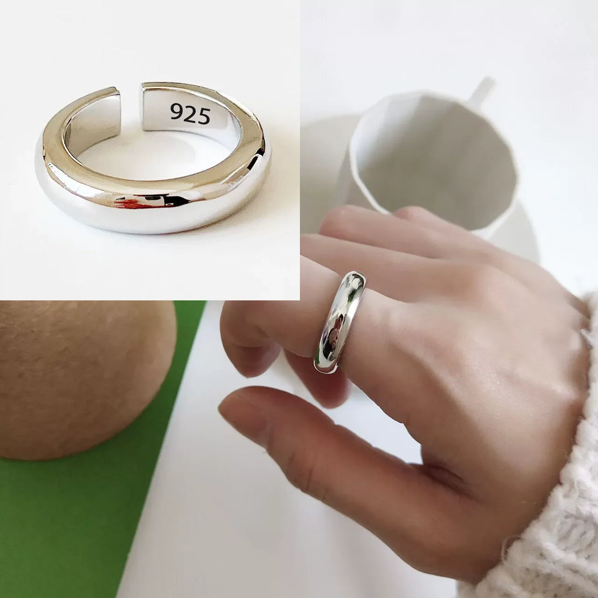 VENTFILLE 925 Sterling Silve Flower Ring for Women Gift Hollow Out Design Retro Hip Hop Versatile Jewelry Party Gift - FFMM06