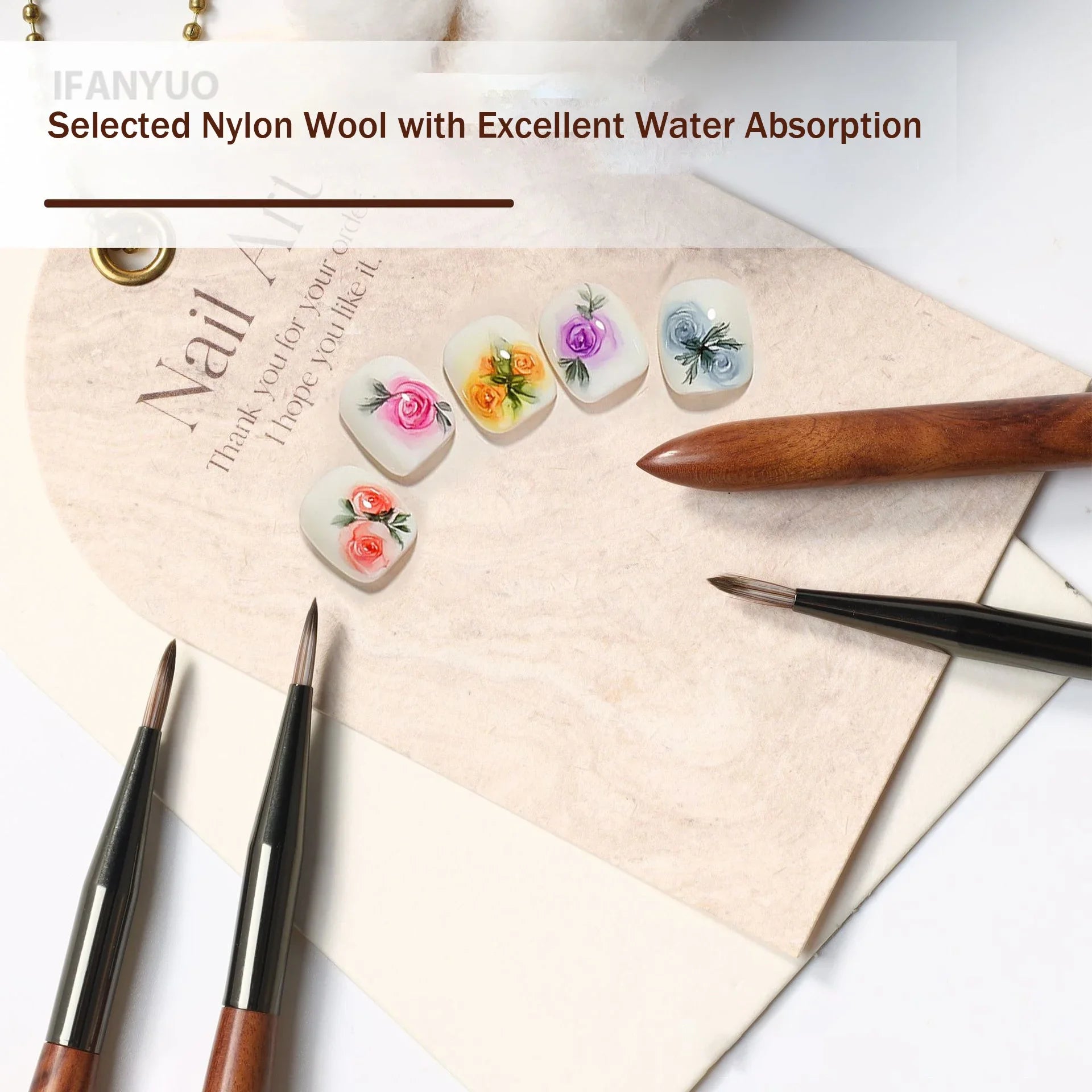 Soft Nylon Wood Handle Watercolor Nail Brush Nail Art Liner Brush Stripes Grid Flower Butterfly Painting Drawing Manicure Too