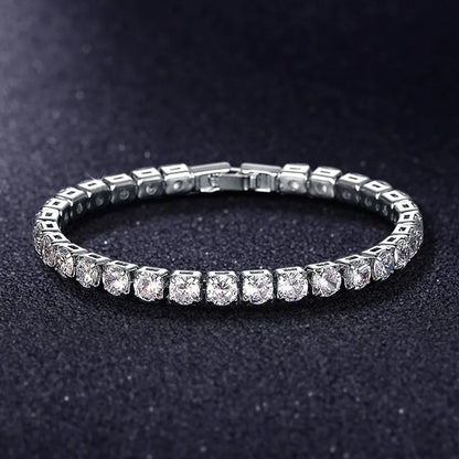 Luxury Hiphop Iced Out 4mm Cubic Zirconia Crystal Tennis Bracelets For Women Men Gold Color Silver Color Bracelet Chain Jewel