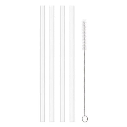 Reusable Straw with Cleaning Brush Plastic Replacement Straw Compatible with Stanley 40 oz 30 oz Cup Tumbler - 4Straws with 1