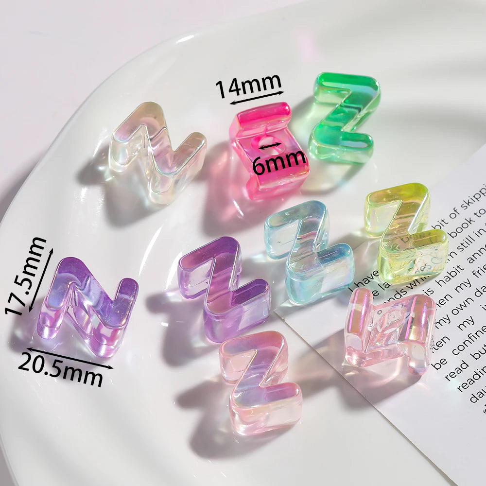 5pcs/lot Multicolour Random Letter Beads Acrylic Transparent Alphabet Bead For Jewelry Making DIY Necklace Keychain Accessori