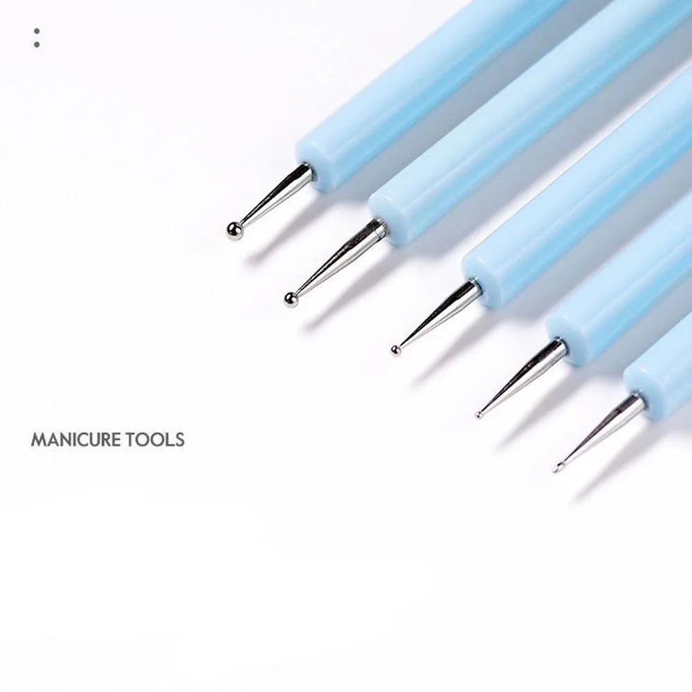 5pcs/Set Double-ended Silicone Head Carving Dotting Pen Brush Modeling Dotting Nail Art Pottery Clay Tool DIY Sculpting Tools