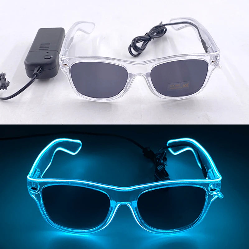 1PC Light Up LED Glasses Glow Sunglasses EL Wire Neon Glasses Glow in The Dark Party Supplies Neon Party Favors for Adults - 