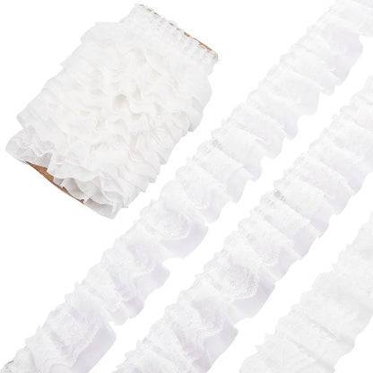 2 Yards Black White Pink Fold Wave Embroidery Lace Fabric Trim DIY Clothing Daily Home Decoration Accessory 5CM Wide