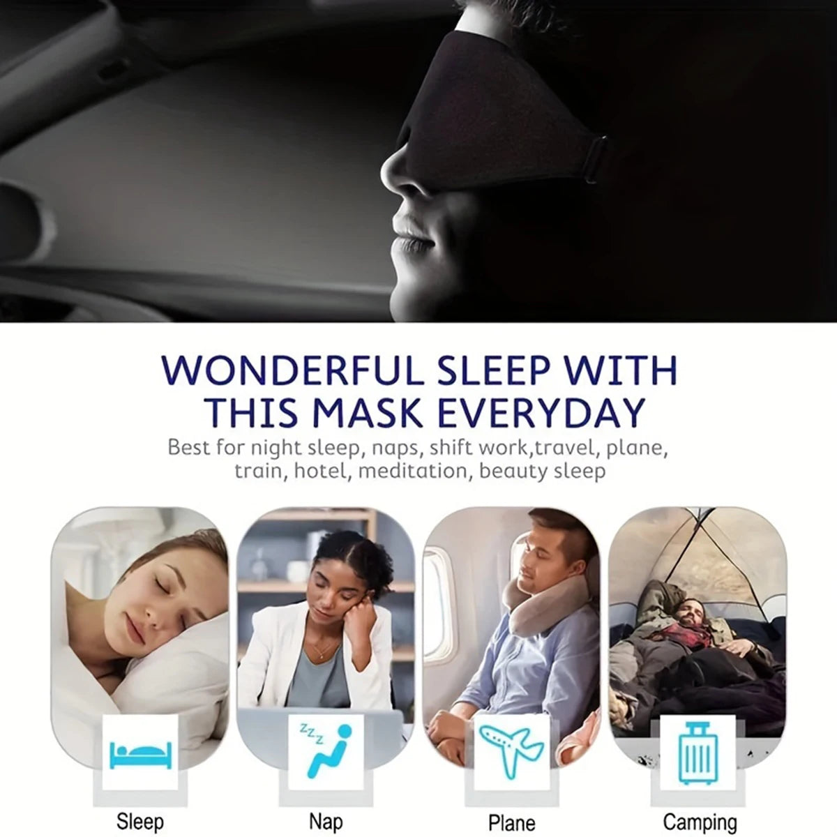 Eye Mask for Sleeping 3D Contoured Cup Blindfold Concave Molded Night Sleep Mask Block Out Light with Women Men