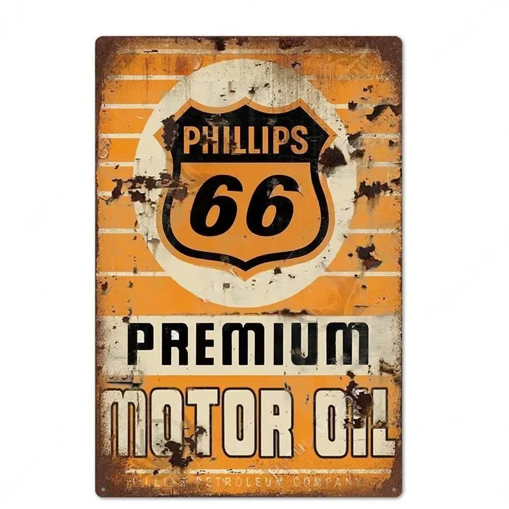 Engine Oil Vintage Signs Poster Metal Sign Decorative Plaque for Garage Gas Station Man Cave Club Bar Home Room Wall Decor - 